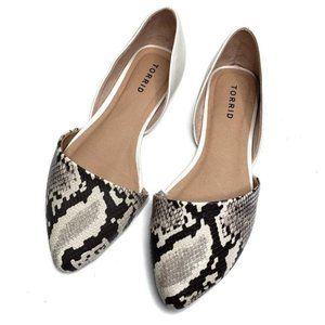 Torrid Cream & Gray Snakeskin D'orsay Flat 8W